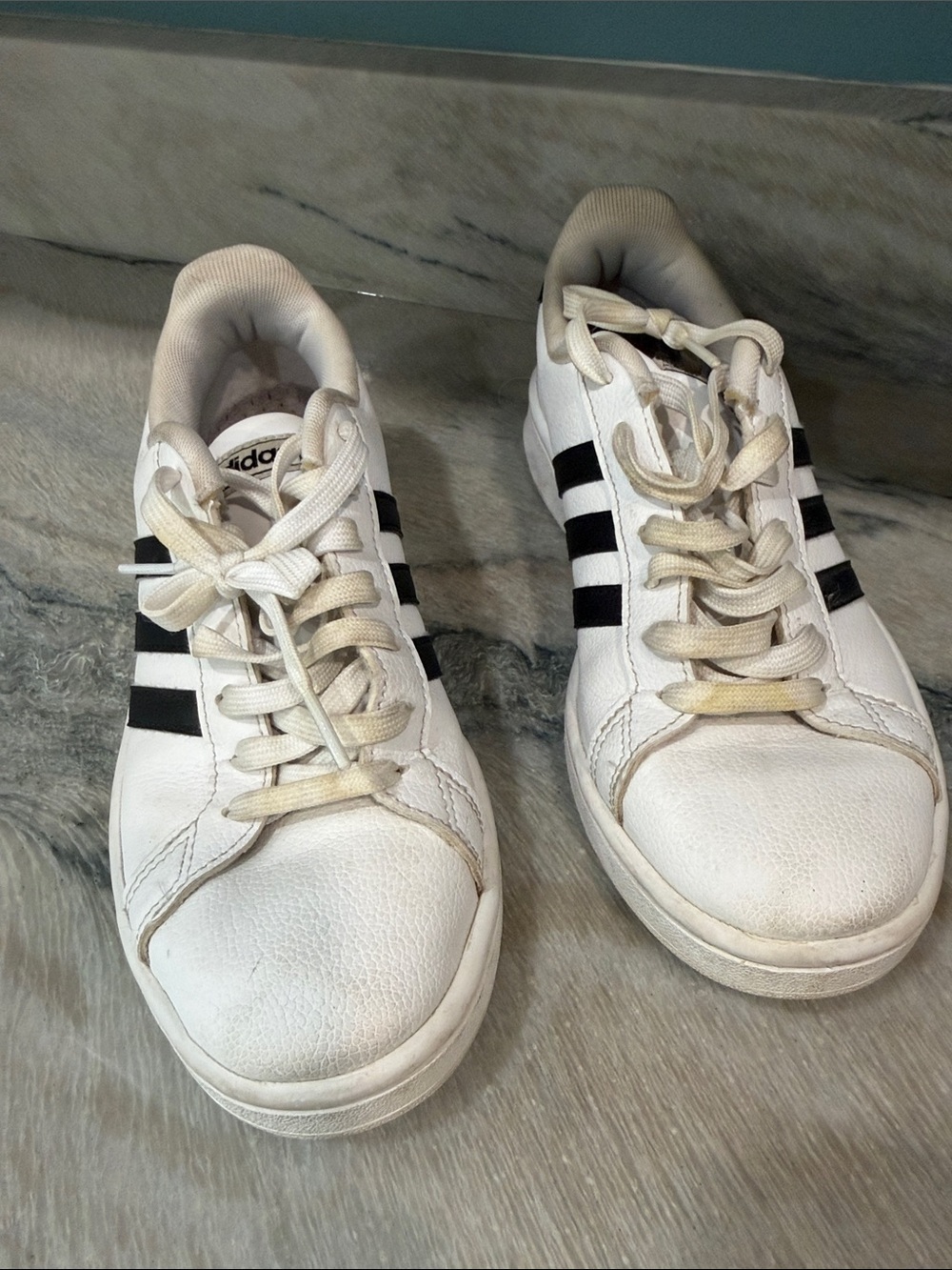 adidas White Sneakers with Black Three-Stripes